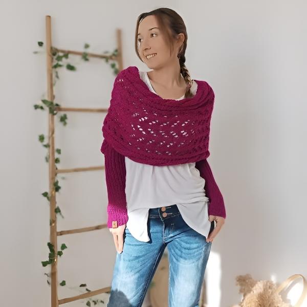 KNITKA strikket tørklæde med ærmer