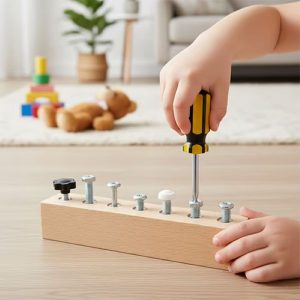 Montessori Skruebræt - Bøgetræ, Rigtigt Værktøj, Alder 3+ | MINIMOJSTER