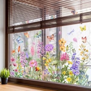 Livlig blomsterklistermærke til vindue | FLORASTIK